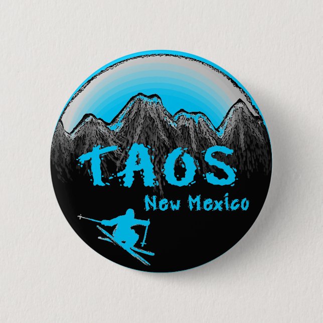 Taos New Mexico artistic skier Button (Front)