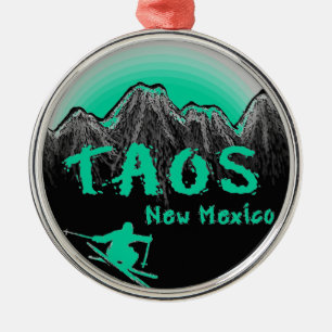 Taos New Mexico artistic skier Metal Ornament