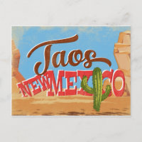 Taos New Mexico Cartoon Desert Vintage Travel