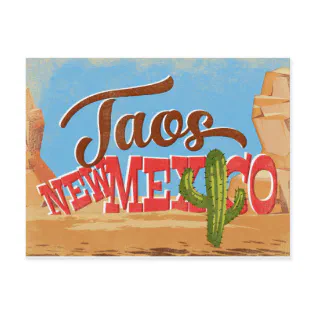 Taos New Mexico Cartoon Desert Vintage Travel Postcard