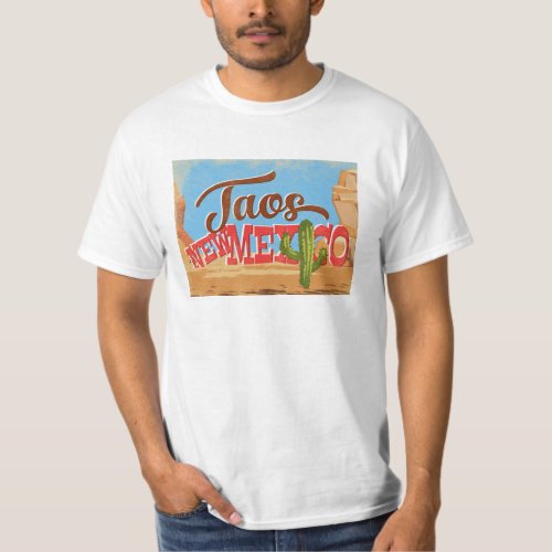Taos New Mexico Cartoon Desert Vintage Travel T-Shirt