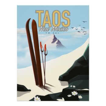 Taos New Mexico Ski Poster by bartonleclaydesign at Zazzle