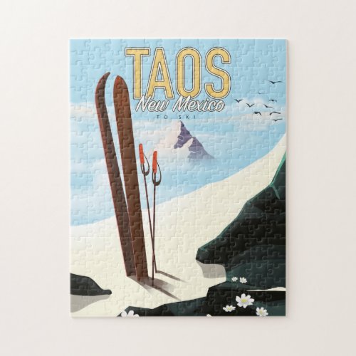 Taos New Mexico ski poster Jigsaw Puzzle