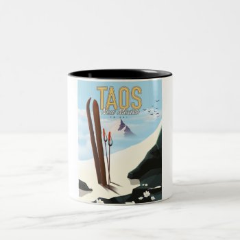 Taos New Mexico Ski Poster Two-tone Coffee Mug by bartonleclaydesign at Zazzle