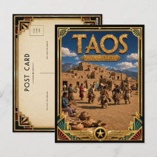 Taos New Mexico Vintage Art Deco Golden Age Postcard