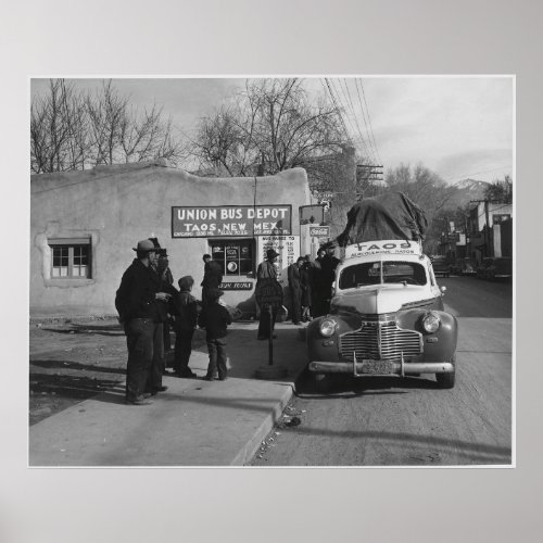 Taos New Mexico vintage BW photo poster