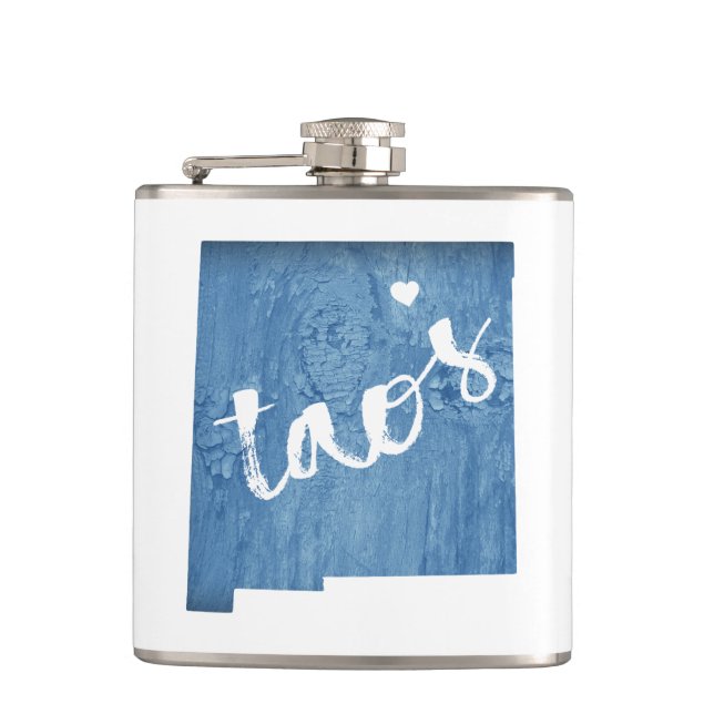 Taos New Mexico Wood Grain Flask (Front)