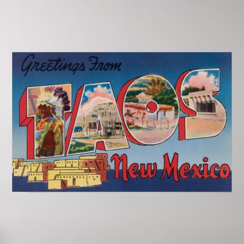 Taos New MexicoLarge Letter ScenesTaos NM 2 Poster