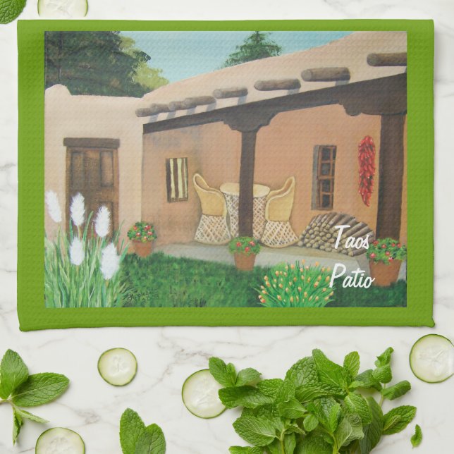 Taos Patio ~ Landscape Kitchen Towel (Folded)