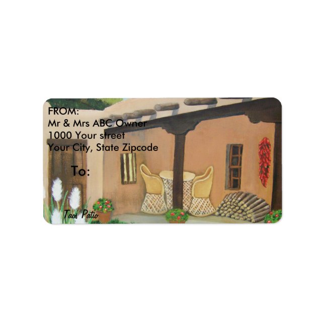 Taos Patio ~ Landscape Label (Front)