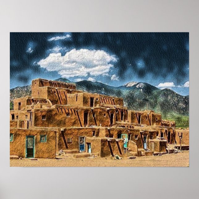 Taos Pueblo, New Mexico Poster (Front)