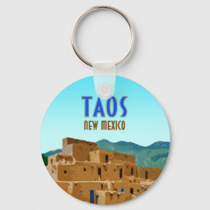 Taos Pueblos New Mexico Vintage Keychain