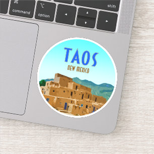 Taos Pueblos New Mexico Vintage Sticker