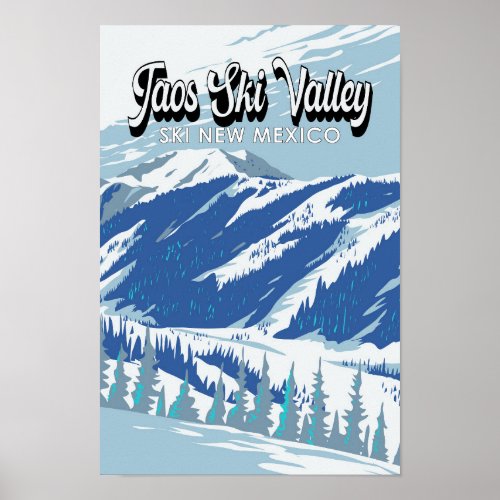 Taos Ski Valley Ski Area Winter New Mexico Vintage Poster