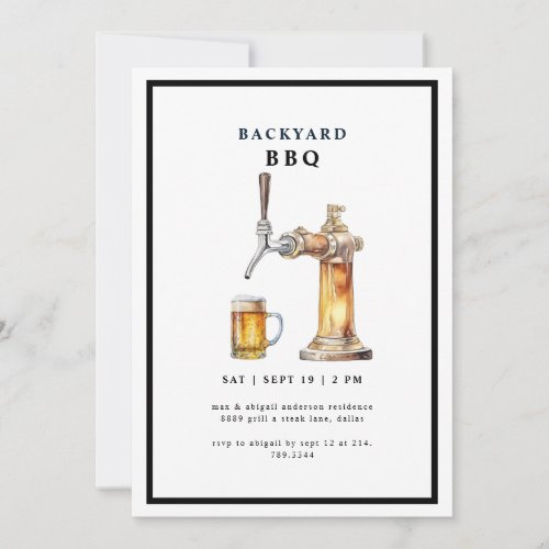 Tap  Beer Keg Backyard BBQ Party Invitation