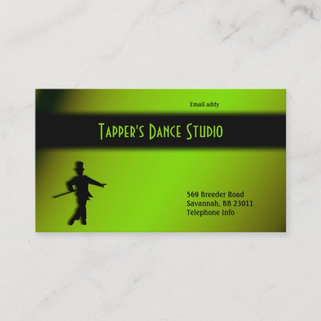 Tap Dance Business Card - Black n Green (Front)