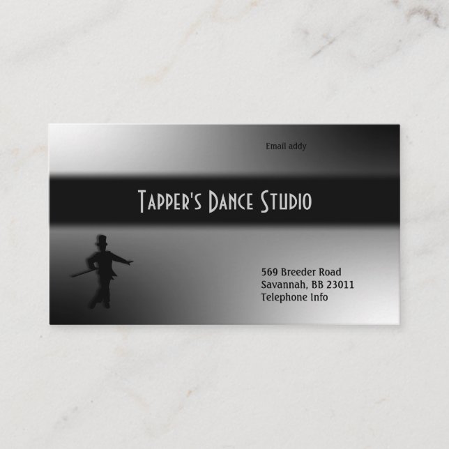 Tap Dance Business Card - Black n Silver (Front)