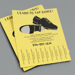 Tap Dance Classes Dancing Lessons Tear Off Strips Flyer<br><div class="desc">Promote your tap dance classes or tap dance lessons with this eye-catching flyer. It features an illustration of a pair of tap dance shoes set against a sunny yellow background. This flier is ready to be customized with your business name, phone number and other details. It's designed with tear-off strips...</div>
