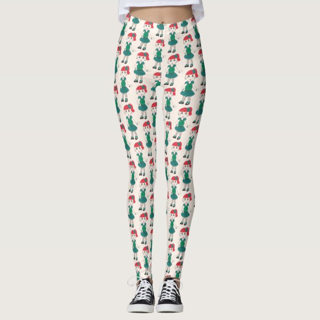Tap Dance Girl Recital Teal Costume Tapdance Class Leggings (Front)