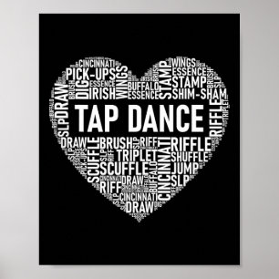 Tap Dance - Heart Shaped Word Cloud Tap Dancing  Poster