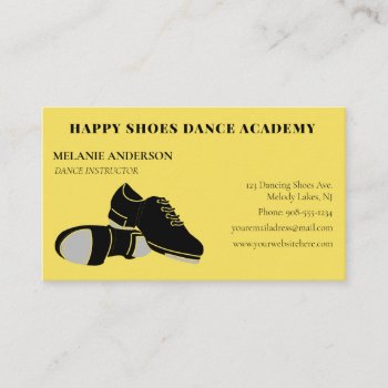Tap Dance Lessons Instructor Gold Black Business Card by AwkwardDesignCo at Zazzle
