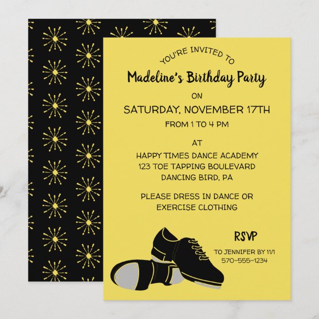 Tap Dance Shoes Dancing Themed Party Invitation (Front/Back)
