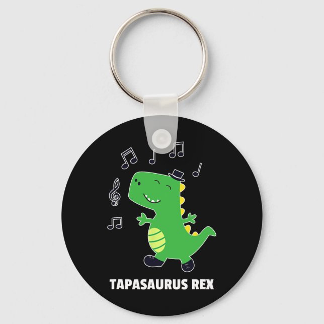 Tap Dance -tapasaurus Rex-dinosaur Recital Gift  Keychain (Front)