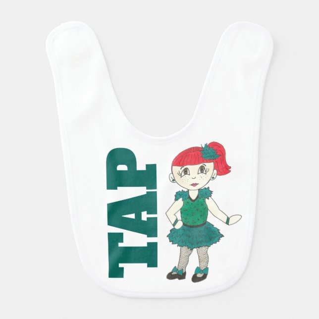 Tap Dance Teal Recital Costume Girl Dancer Studio Baby Bib (Front)