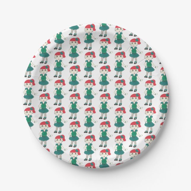 Tap Dance Teal Recital Costume Girl Dancer Studio Paper Plates (Front)