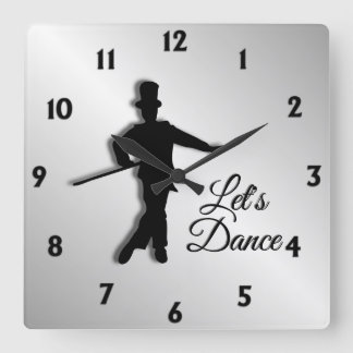 Tap Dancer Let's Dance Twelve Numbers Square Wall Clock