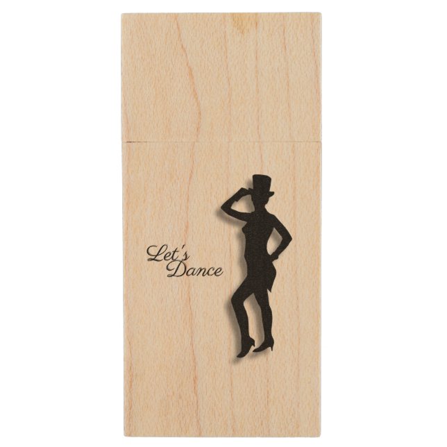 Tap Dancer Let's Dance Wood Flash Drive (Front Vertical)