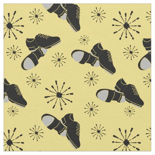 Tap Dancers Gold and Black Tap Shoes Patterned Fabric