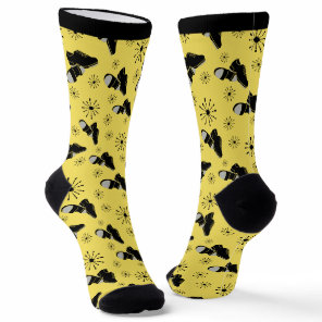Tap Dancers Gold and Black Tap Shoes Patterned Socks