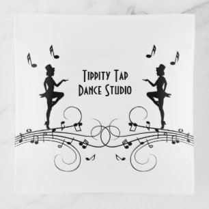 Tap Dancers Music Design Name Trinket Tray