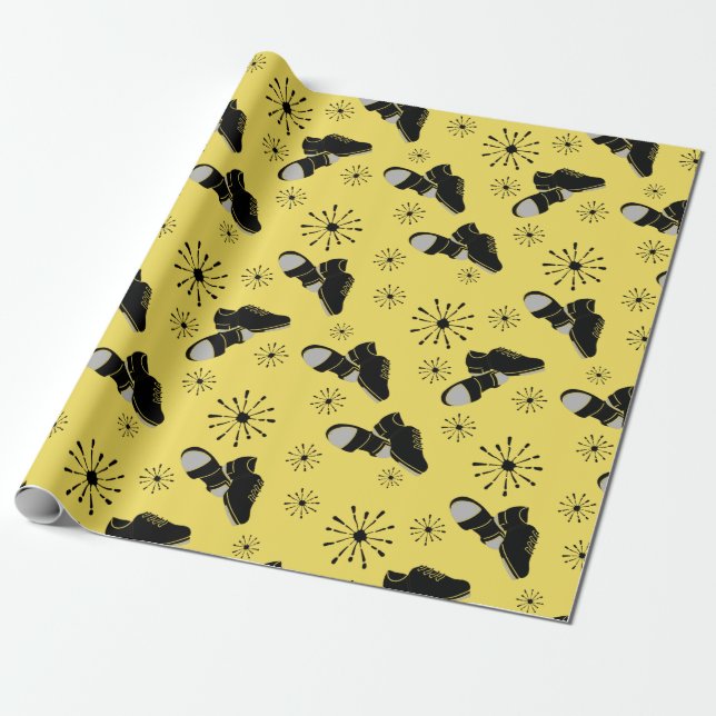 Tap Dancers Tap Shoes Patterned Wrapping Paper (Unrolled)