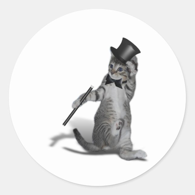 Tap Dancing Cat Classic Round Sticker (Front)