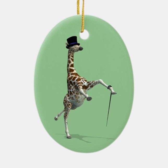 Tap Dancing Giraffe Ceramic Ornament (Back)