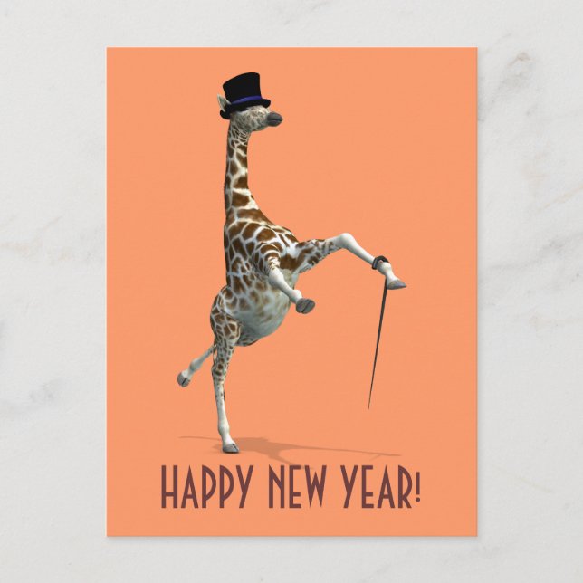 Tap Dancing Giraffe Holiday Postcard (Front)