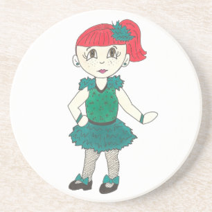 Tap Dancing Girl Redhead Freckles Dance Teacher Drink Coaster