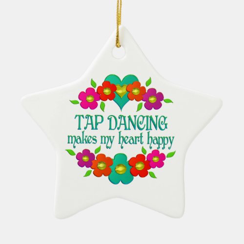 Tap Dancing Heart Happy Ceramic Ornament