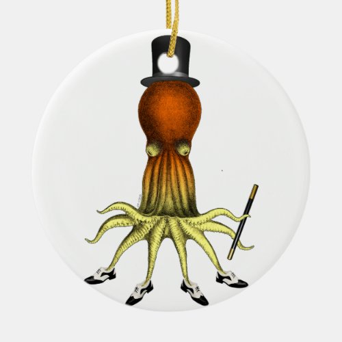 Tap Dancing Octopus Squid Art Vintage Male Ceramic Ornament