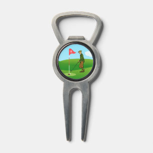 Tap in by Male Golfer on 18th Hole Divot Tool