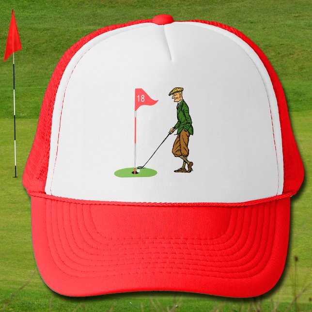 Tap in by Male Golfer on 18th Hole Golf  Trucker Hat (Creator Uploaded)