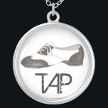 Tap Shoe Tapper Dance Teacher Dancer Tapdance Gift Silver Plated Necklace<br><div class="desc">Features an original illustration of a black-and-white oxford style tap dance shoe. Perfect for your favorite dance teacher,  studio owner,  or tapper! Don't see what you're looking for? Need help with customization? Click "rebeccaheartsny" (upper right corner) then "contact this designer" to have something created just for you!</div>