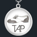 Tap Shoe Tapper Dance Teacher Dancer Tapdance Gift Silver Plated Necklace<br><div class="desc">Features an original illustration of a black-and-white oxford style tap dance shoe. Perfect for your favorite dance teacher,  studio owner,  or tapper! Don't see what you're looking for? Need help with customization? Click "rebeccaheartsny" (upper right corner) then "contact this designer" to have something created just for you!</div>