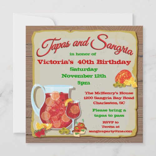 Tapas and Sangria Party Invitations