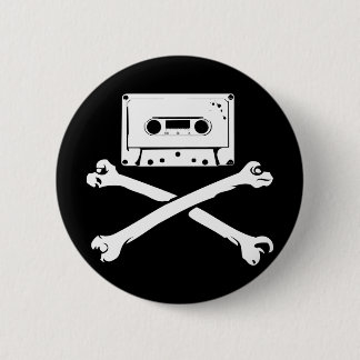 Tape & Crossbones Music Pirate Piracy Home Taping Button