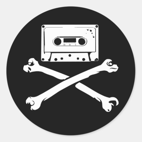 Tape  Crossbones Music Pirate Piracy Home Taping Classic Round Sticker