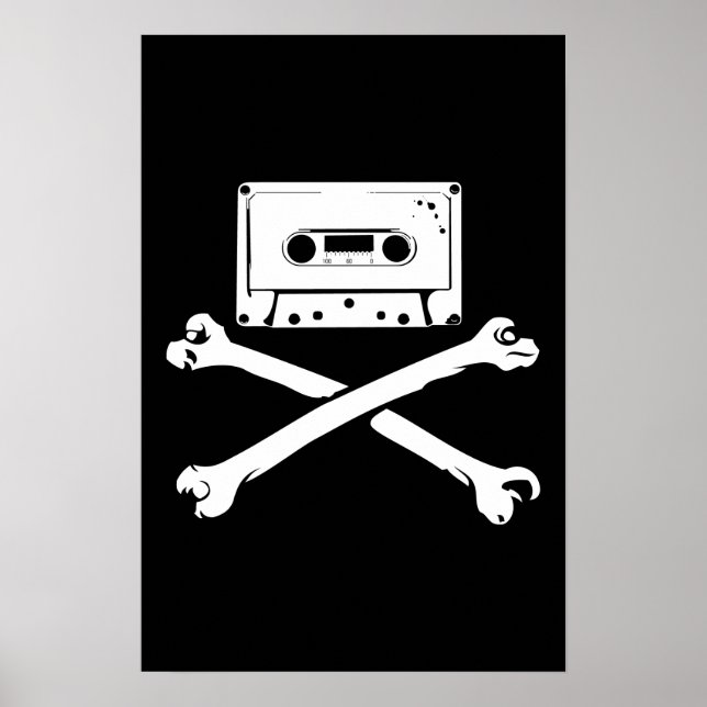 Tape & Crossbones Music Pirate Piracy Home Taping Poster (Front)