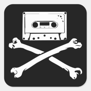 Tape & Crossbones Music Pirate Piracy Home Taping Square Sticker